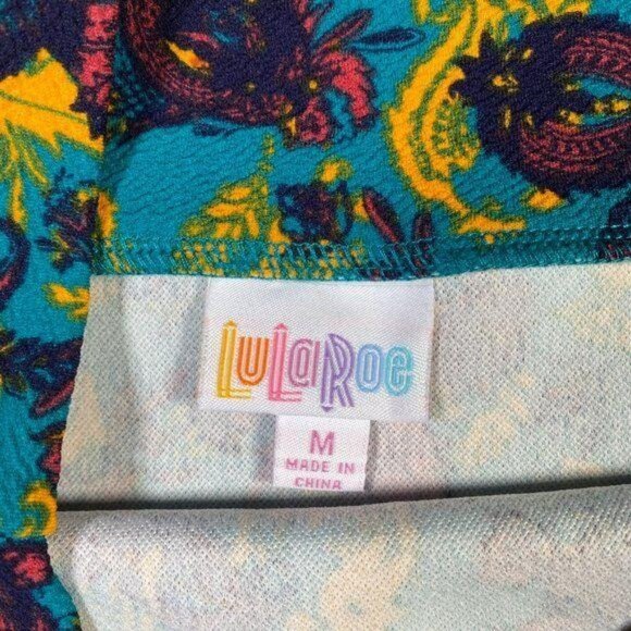 LuLaRoe CASSIE Pencil Skirt Aqua Teal Paisley Blue Medium M Retro Print NWT LLR - Picture 4 of 5